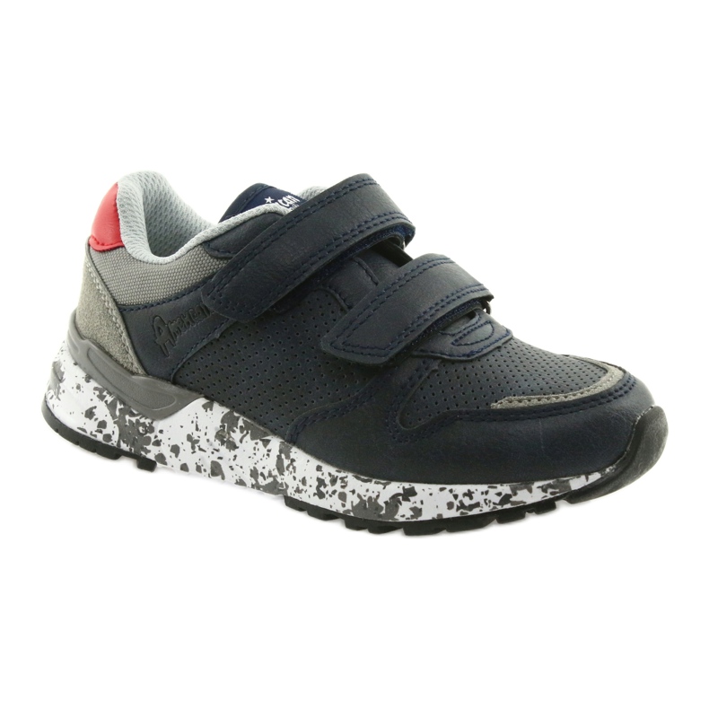 American Club Sportschuhe, Ledereinsatz BS11 05 grau rot marineblau 1