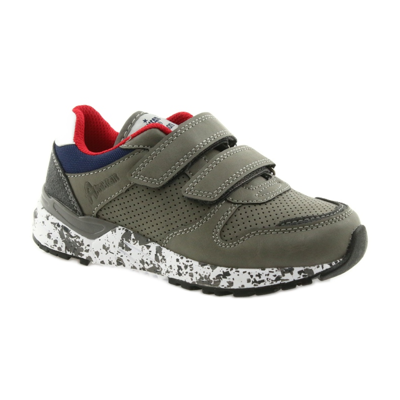 American Club Sportschuhe Lederinnensohle grau rot marineblau 1
