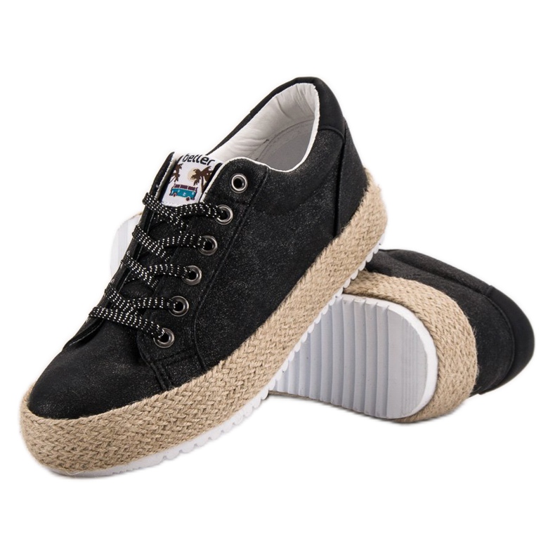 Betler Modische Espadrilles-Sneaker schwarz 1