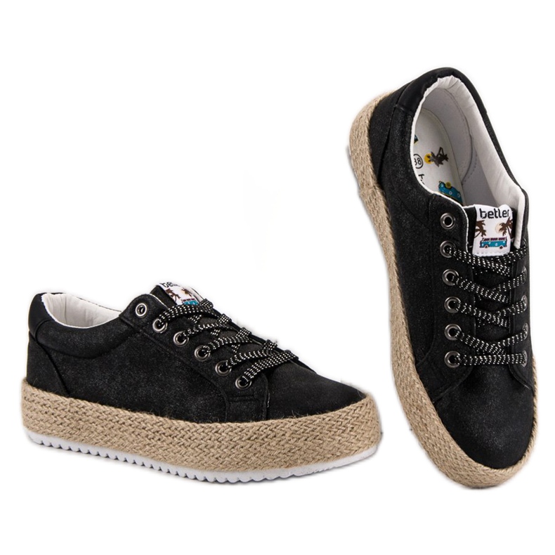 Betler Modische Espadrilles-Sneaker schwarz 2