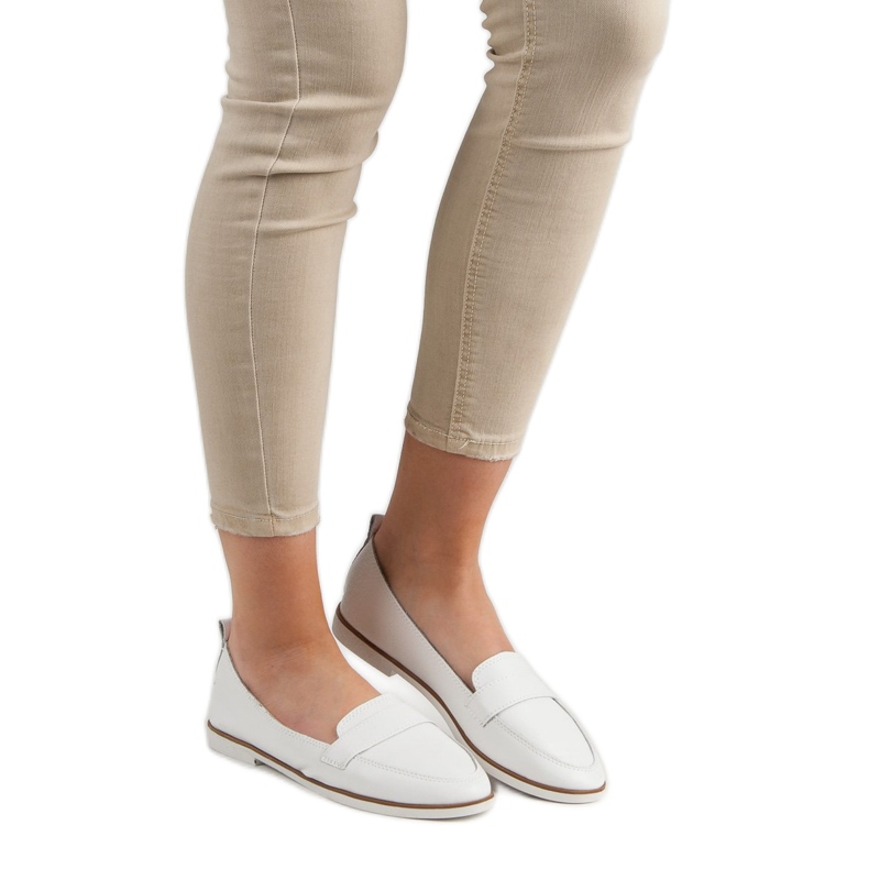 Mazaro Weiße Leder Slipper 1