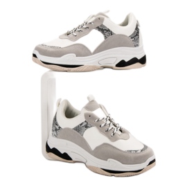 Weiße Sneaker mit Muster schwarz braun 2