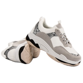 Weiße Sneaker mit Muster schwarz braun 1