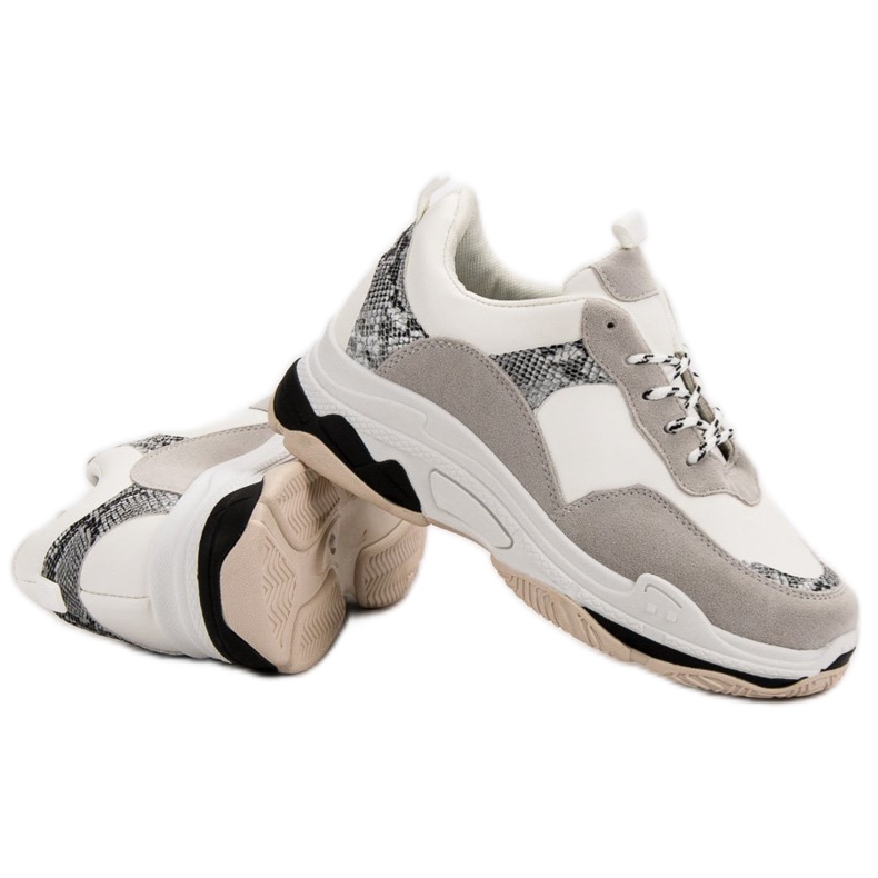 Weiße Sneaker mit Muster schwarz braun 1