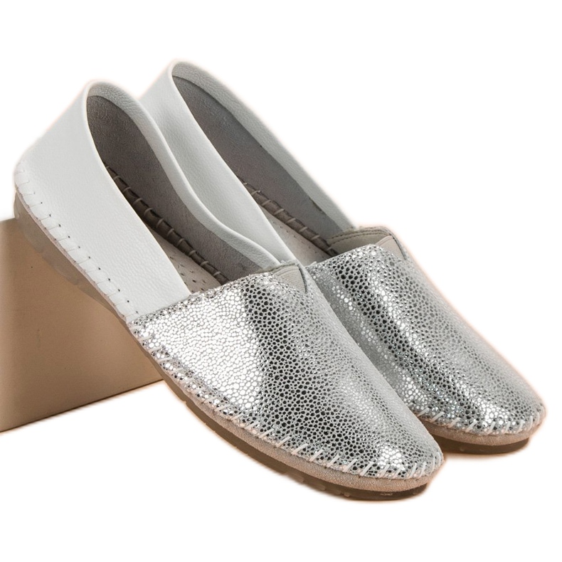 VINCEZA Leder Slipper grau 1