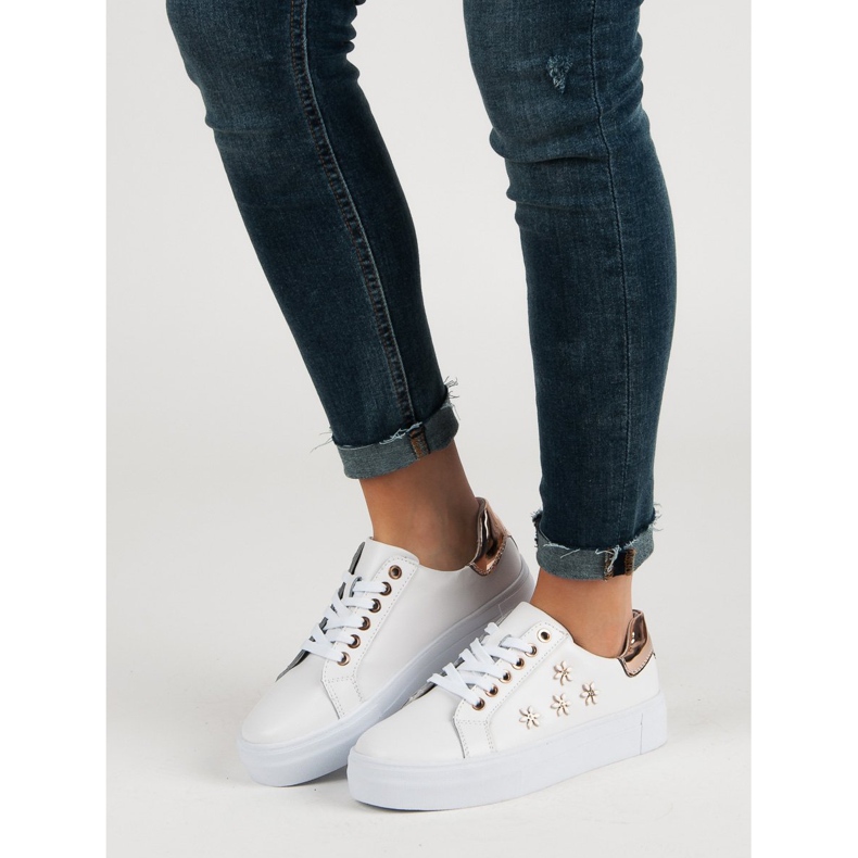 Filippo Sportschuhe aus Leder mit Blumen weiß 1