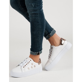 Filippo Sportschuhe aus Leder mit Blumen weiß 2