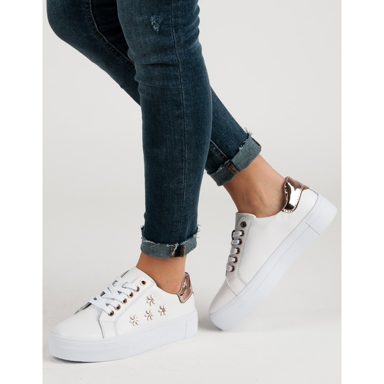 Filippo Sportschuhe aus Leder mit Blumen weiß 2