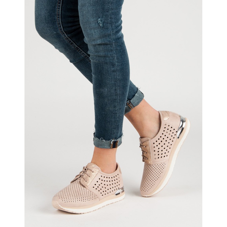 Aclys Durchbrochene rosa Brogues braun 1