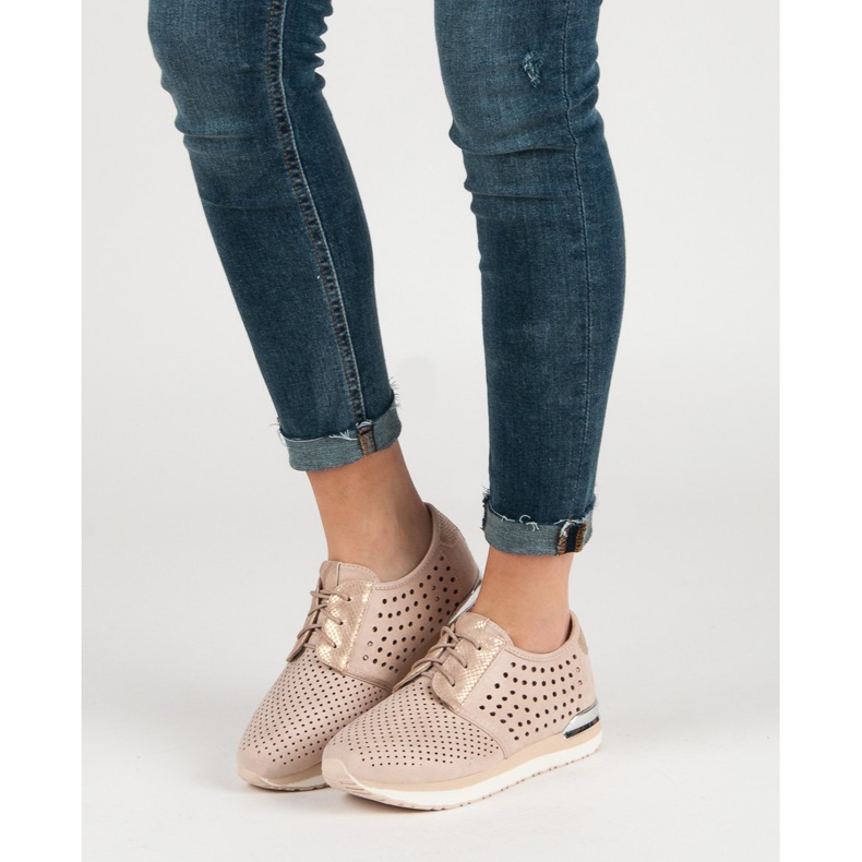 Aclys Durchbrochene rosa Brogues braun 2