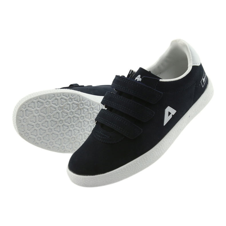 Sportschuhe Ledereinsatz American Club BS06 weiß marineblau 5
