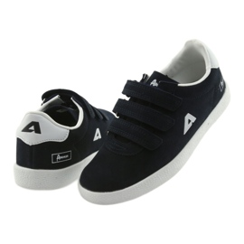 Sportschuhe Ledereinsatz American Club BS06 weiß navy blau 4