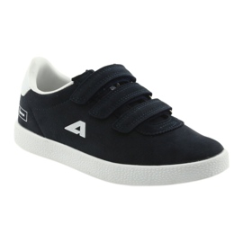 Sportschuhe Ledereinsatz American Club BS06 weiß navy blau 1