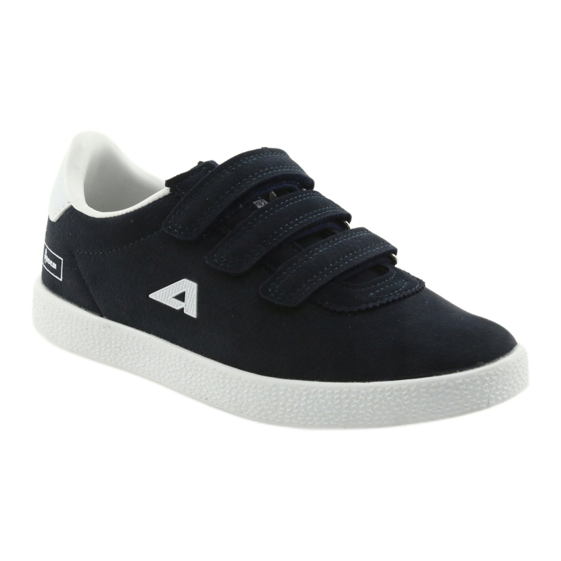 Sportschuhe Ledereinsatz American Club BS06 weiß navy blau 1