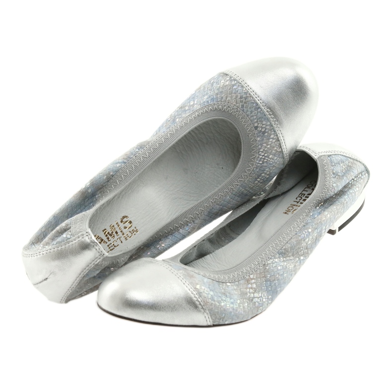 Damen Ballerinas elastisch Gamis 1402 silber blau 4