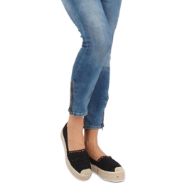 Schwarze Espadrilles aus Spitze A8692 Schwarz 1