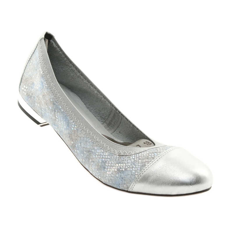 Damen Ballerinas elastisch Gamis 1402 silber blau 2