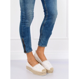 Weiße Spitze Espadrilles A8692 Weiß 1