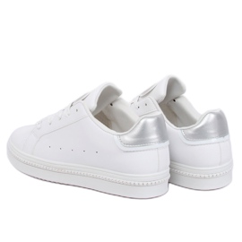 Weiße und silberne Sneakers für Damen H99-36 Silver 1