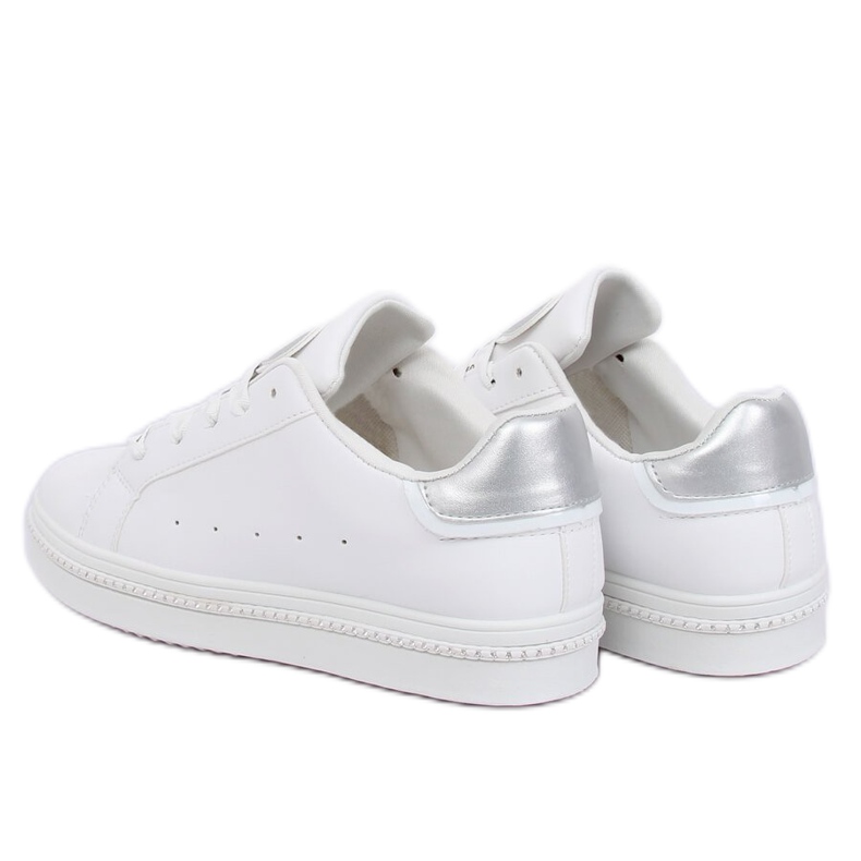 Weiße und silberne Sneakers für Damen H99-36 Silver 1