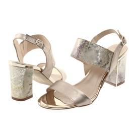 Sandalen auf dem Gamis 3390 Goldpfosten / Benzin Reptil golden 4