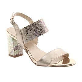 Sandalen auf dem Gamis 3390 Goldpfosten / Benzin Reptil golden 1