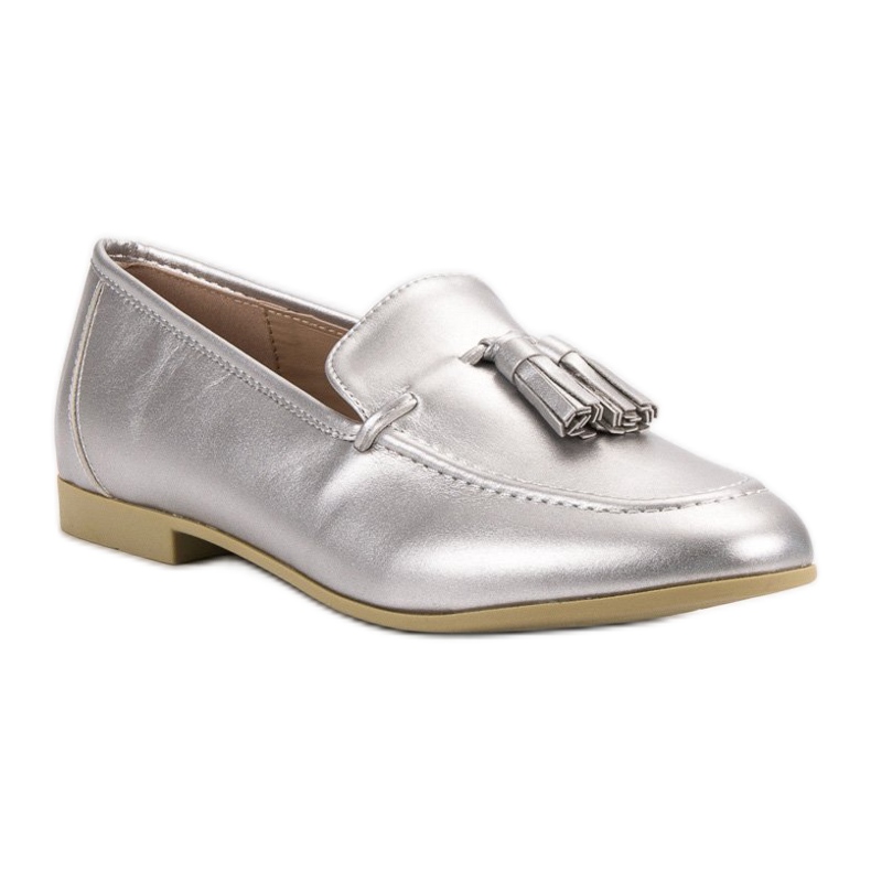 Silber Mokassins mit Fransen VICES grau 1