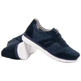Filippo Marineblaue Sportschuhe aus Leder 1