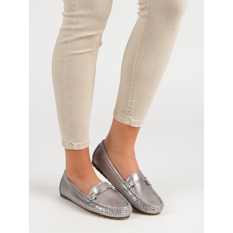 Kylie Glänzende Slipper grau 2