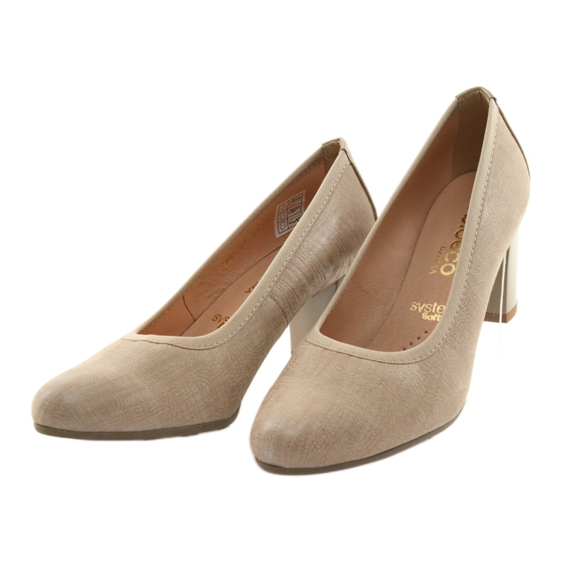Damen-Pumps aus Leder mit flexibler Sohle Arka 5137 beige 3