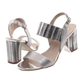 Damensandalen auf dem Gamis 3390 Post Silber grau 4