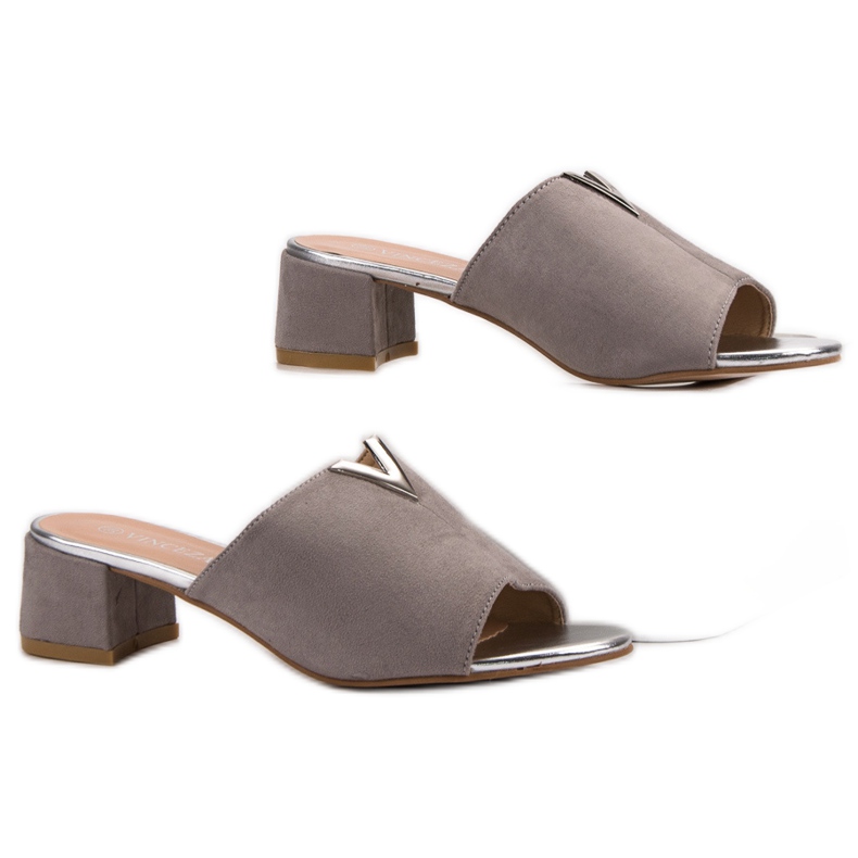 VINCEZA Wildleder Hausschuhe grau 2