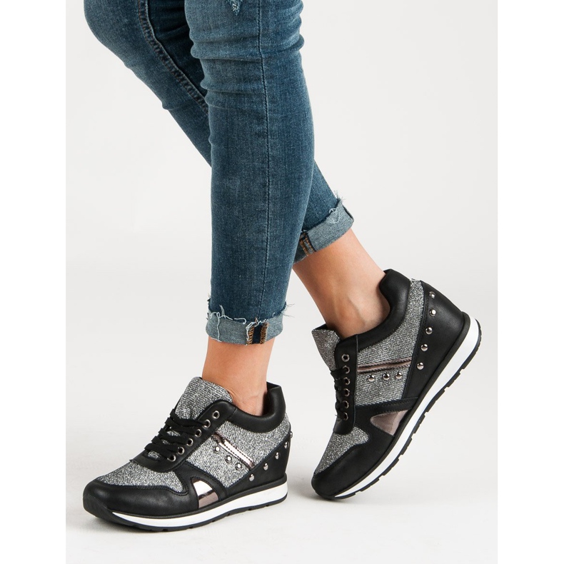 Cm Paris Schwarze Sneaker mit Strasssteinen 2