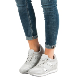 Cm Paris Silberne Sneakers mit Strasssteinen grau 1