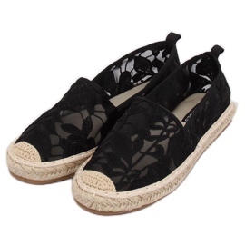 Schwarze durchbrochene Espadrilles 68-130 Schwarz 2