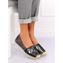 Schwarze Espadrilles mit Schlangenhautmuster 68-64 Schwarz 1