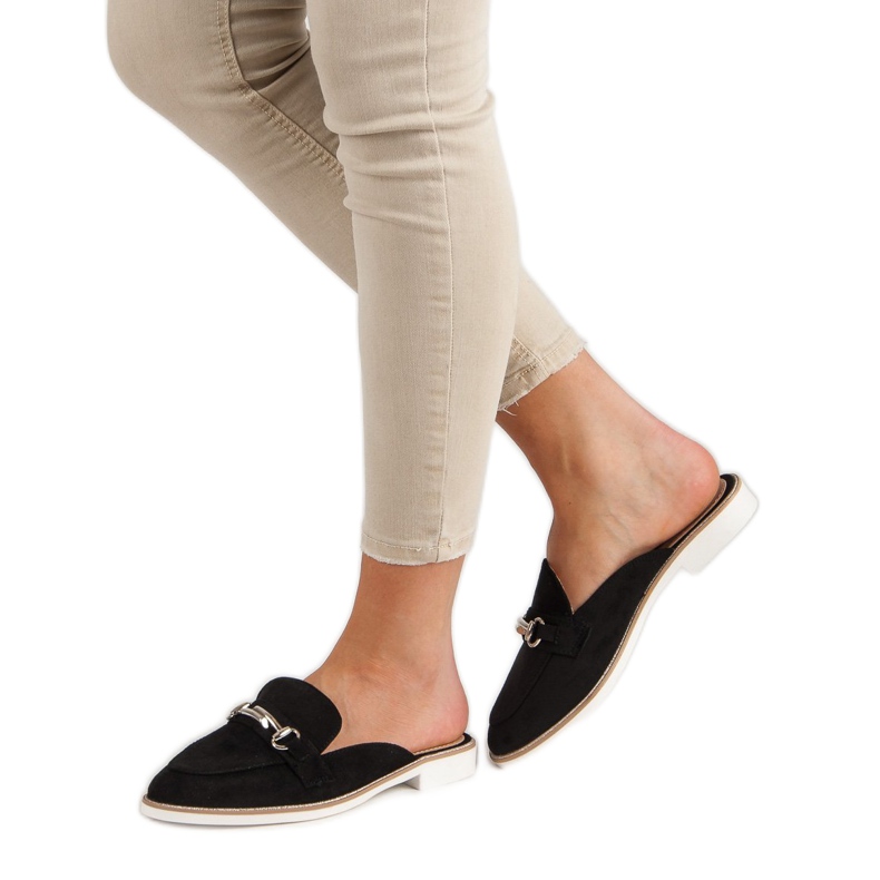 Elegante Damenhausschuhe schwarz 2