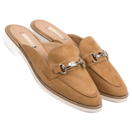 Elegante Damenhausschuhe braun 2