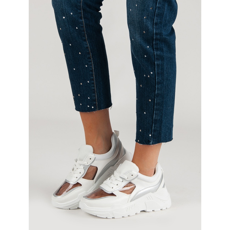Transparente Sneaker auf der Plattform weiß 2