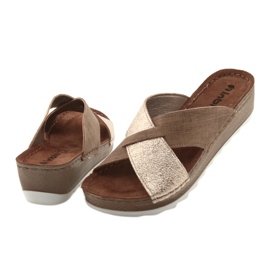 KOMFORT INBLU GX006 braun / gold Hausschuhe beige golden 4