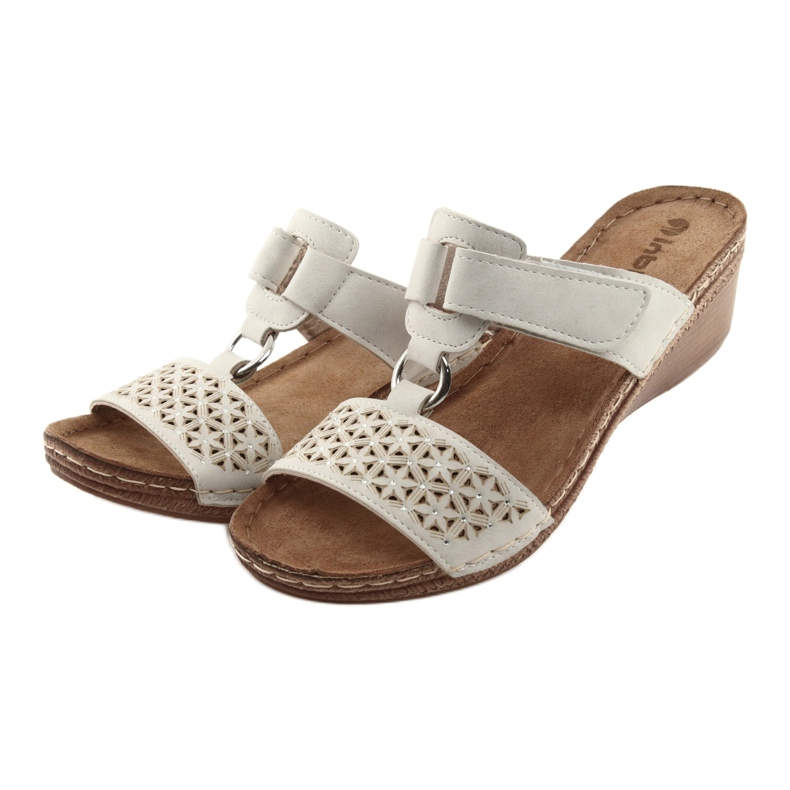 Inblu NA03 beige Pailletten Klett Hausschuhe 3