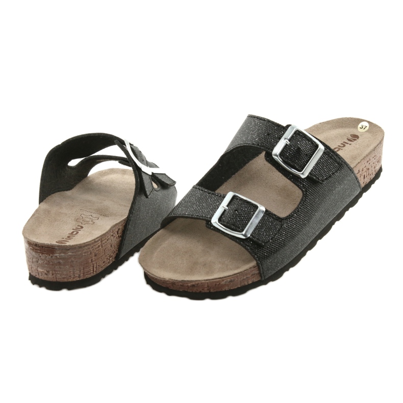 Schwarze Inblu NM013 Damenschuhe in Schwarz mit Silberpartikeln 4