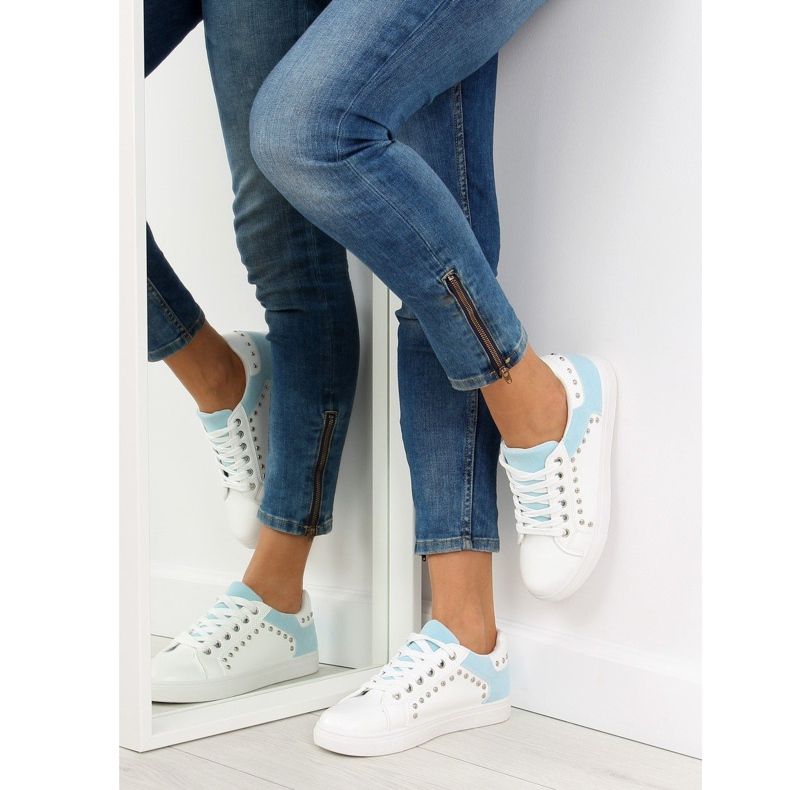 Weiße und blaue Sneakers für Damen LA09 Blau 1