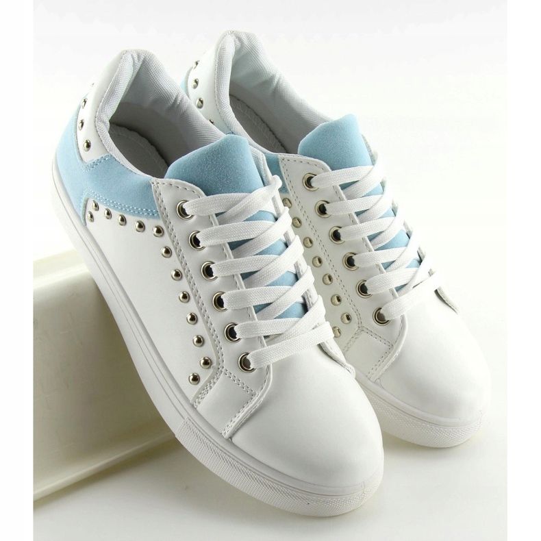 Weiße und blaue Sneakers für Damen LA09 Blau 2