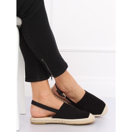 Schwarze Espadrilles mit offenem Absatz schwarz HH-119 Black 2