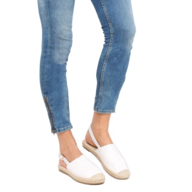 Weiß HH-119 Weiße Espadrilles mit offener Ferse 1