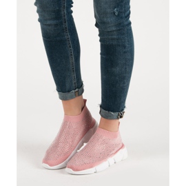 Textile Sportschuhe mit Kristallen rosa 1