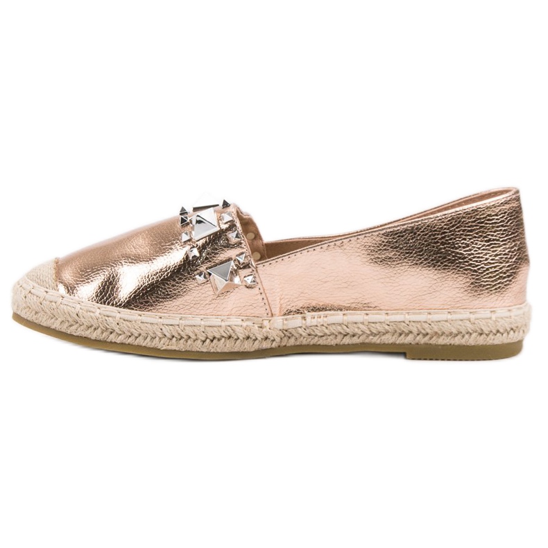 Bestelle Espadrilles mit roségoldenen Nieten gelb rosa 1