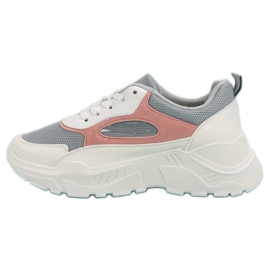 Turnschuhe auf der Plattform weiß grau rosa 1