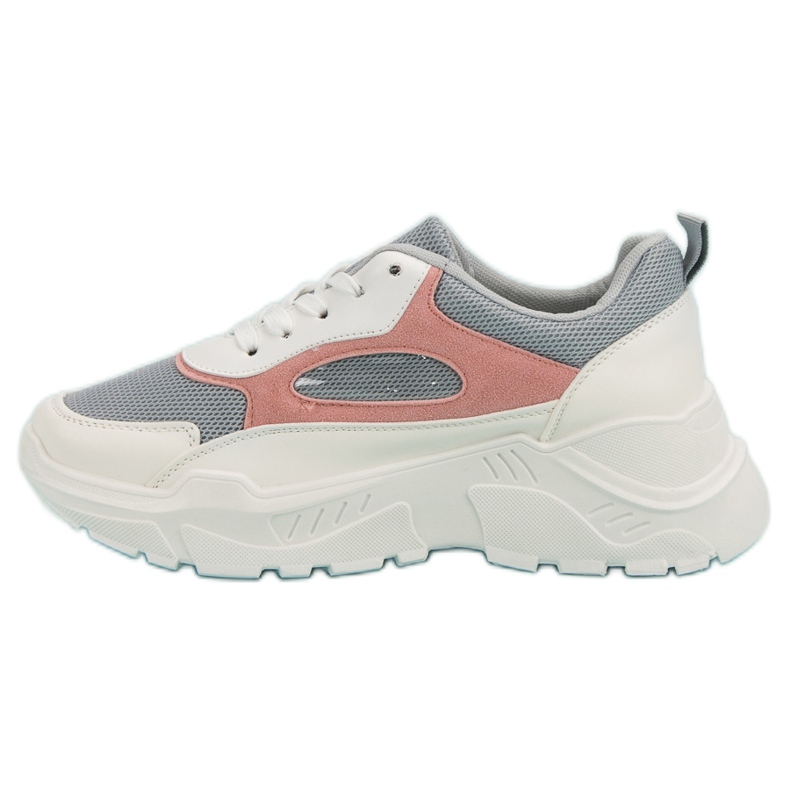 Turnschuhe auf der Plattform weiß grau rosa 1